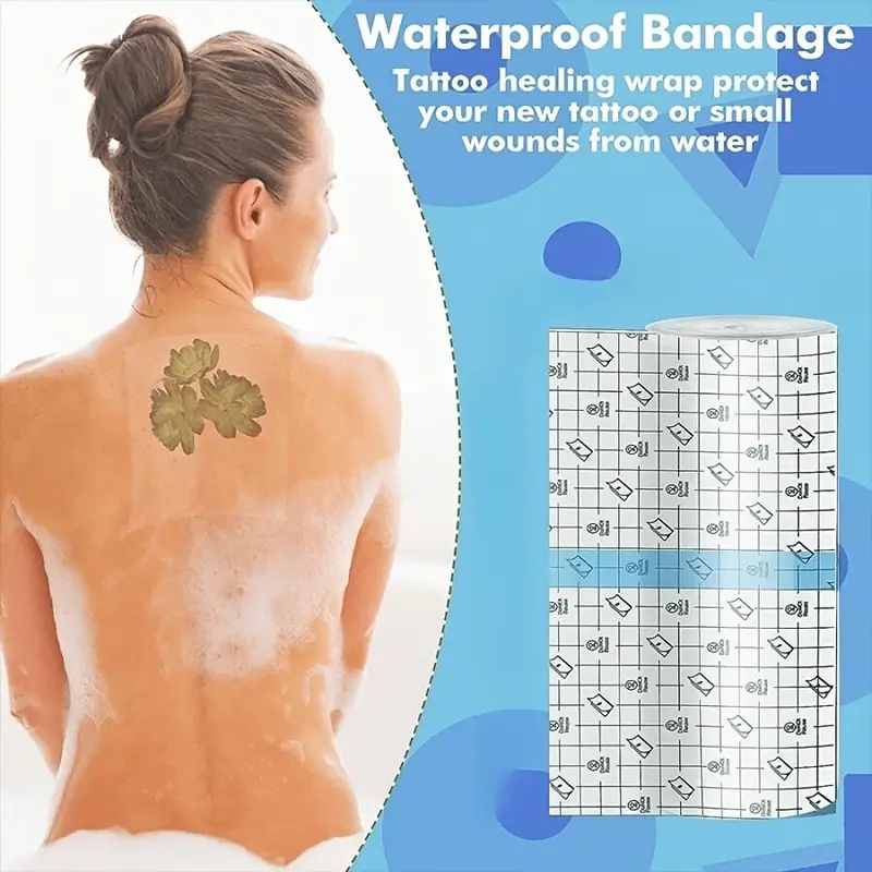 Rouleau de bandages imperméables pour la natation, pansement transparent adhésif pour couverture de tatouage pour la douche, protection de la peau 