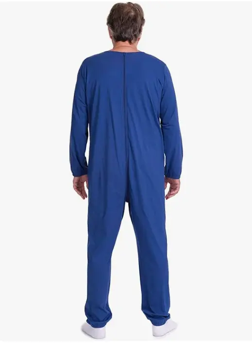 Pyjama sanitaire avec fermeture éclair au dos à manches longues