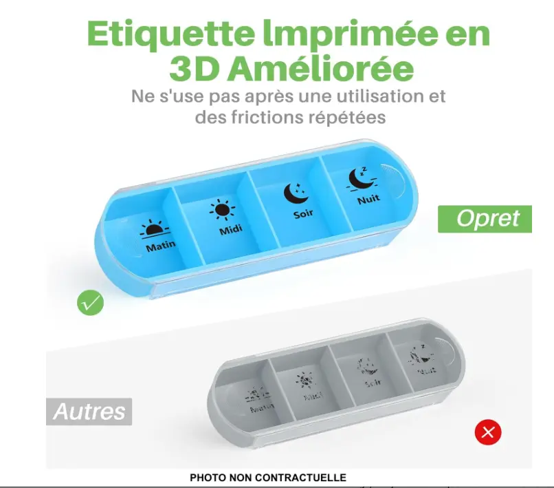 Pilulier 7 jours avec 4 compartiments