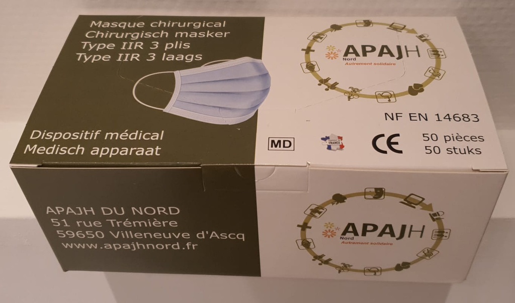 Boite de 50 Masques Usage Unique