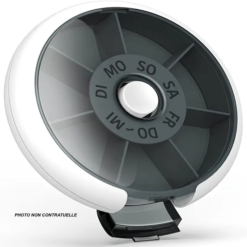 Rotary pillbox with round compartments