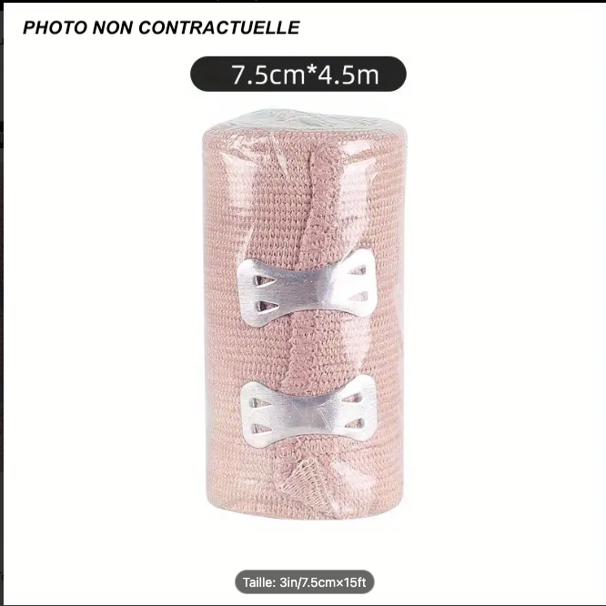 Rouleau de bandage de compression hautement élastique, bandage musculaire d'urgence, bandages de premiers soins, mesures de bandages extensibles pour le sport athlétique - 7,5 cm