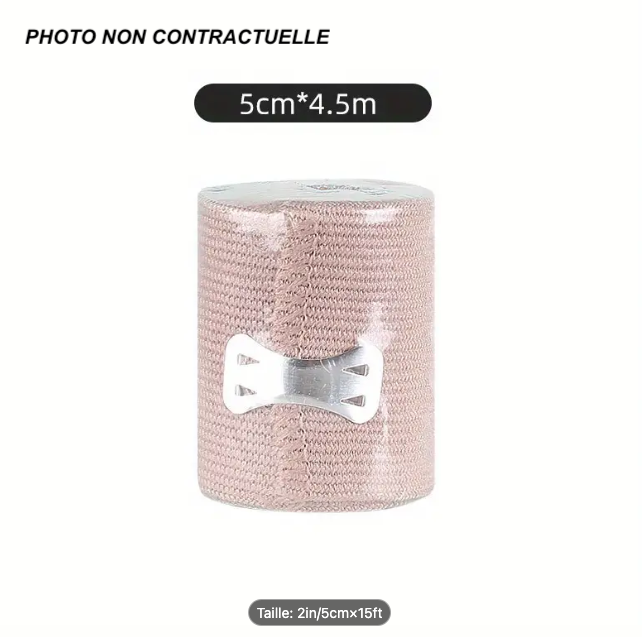 Rouleau de bandage de compression hautement élastique, bandage musculaire d'urgence, bandages de premiers soins, mesures de bandages extensibles pour le sport athlétique - 5 cm