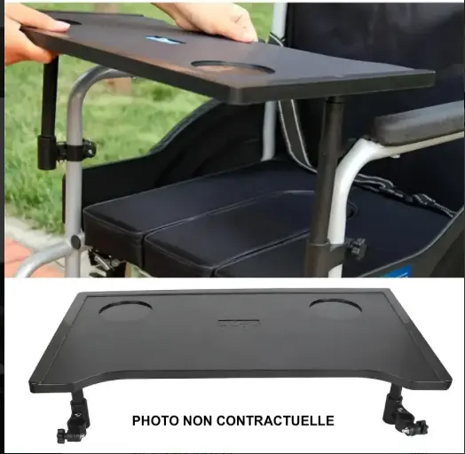 Table de repas pour fauteuil roulant avec porte-gobelets