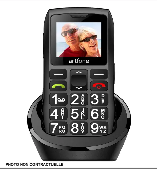 Téléphone Portable Senior Noir + Artfone C1