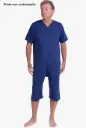 Sanitary pajamas with back zip - short sleeves and shorts