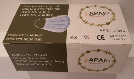 [CAH0000000032] Boite de 50 Masques Usage Unique