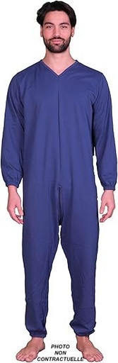 [CAH0000000198] Pyjama sanitaire d'hiver avec fermeture éclair au dos à manches longues - molletonné