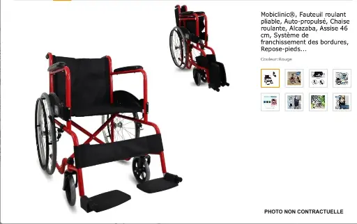 [CAH0000000205] Self-propelled foldable wheelchair - red